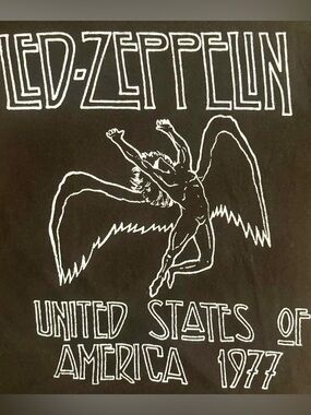 Led Zeppelin 1977 USA Tour Band Tee Medium Black Icarus Swan Song Graphic Shirt